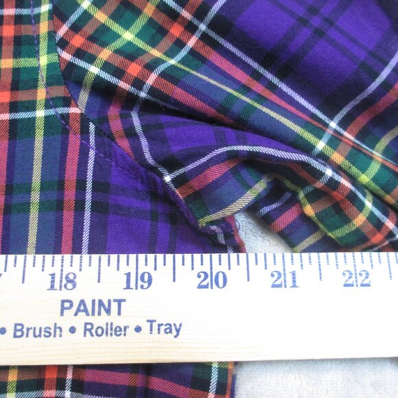 NWT LRL Lauren Jeans Co Size Medium Flannel Plaid Shirt Roll Tab Sleeve Pockets - Picture 9 of 10